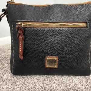 Dooney & Bourke Black Pebble Grain Leather Small Zip Crossbody Bag